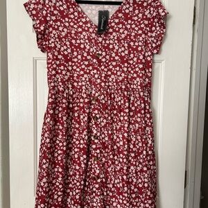 Fantaslook Women’s Floral Dress With Buttons And Pockets / NWT / Size L  (#059)